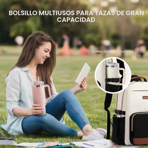Miniatura 2 de LOVEVOOK Mochila para laptop para mujer, 15,6 pulg. Beige - Negro - Castaño