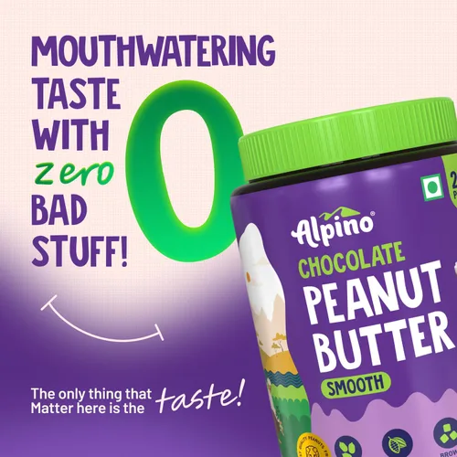 Miniatura 4 de ALPINO Mantequilla de maní de chocolate suave 19% de proteína Hecho con cacahuetes tostados, pasta de chocolate, azúcar morena y sal marina