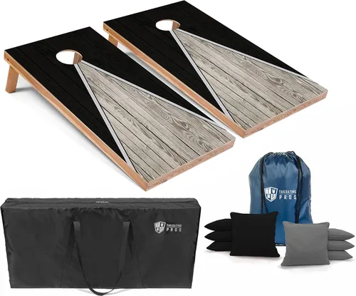 Tailgating Pros Juego de tablero de Cornhole ligero con diseño piramidal con bolsas de frijoles y estuche de transporte, juego de cornhole
