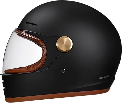 Miniatura 14 de Casco retro para motocicleta Loyoriwy para adultos: Casco integral vintage con sistema de ventilación, diseño impermeable para motociclismo Blanco