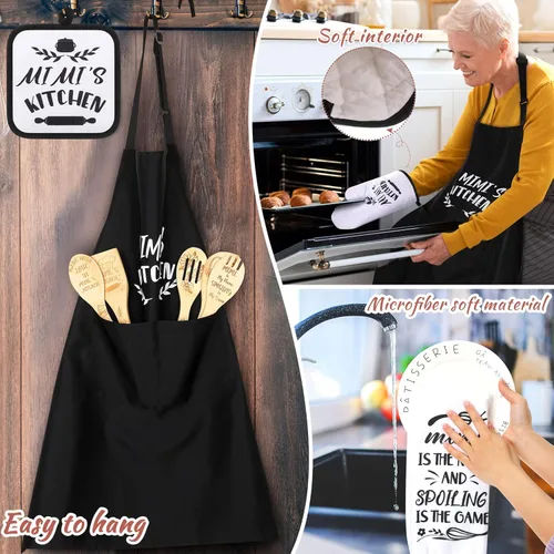 Miniatura 6 de Leyndo Juego de 10 piezas de regalos navideños para la cocina Mimi Incluye delantal, paño de cocina, cuchara de té, porta ollas, guante para horno
