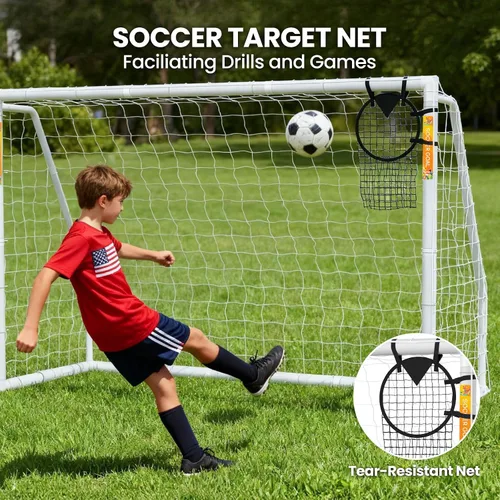 Miniatura 5 de NAIZEA Soccer Goal - 12x6/10x6/8x6/6x4FT Soccer Goals for Backyard, Portable & Weatherproof HPVC Soccers Goal w/Soccer Net Durable Post for Adults &
