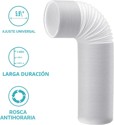 Miniatura 2 de Manguera de aire acondicionado portátil de 80 pulgadas de longitud y 5.9 pulgadas de diámetro, manguera de escape de CA, rosca antihoraria, piezas