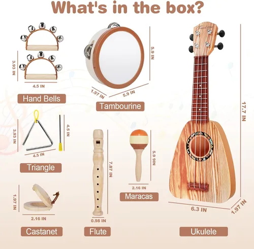 Miniatura 3 de Conjunto de Guitarra para Niños - Juguetes Musicales para Regalos de Cumpleaños de Niños de 2 3 Años, Juguetes Montessori para Niñas de 2 Años