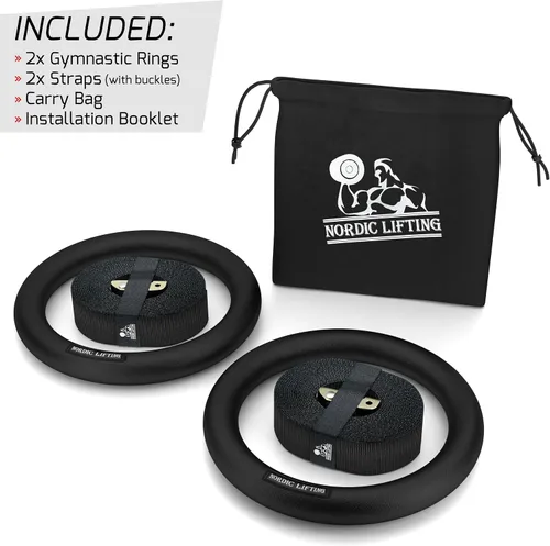 Miniatura 3 de Nordic Lifting Anillos y correas de gimnasia, resistentes para gimnasia, crossfit y entrenamiento de fitness, el mejor juego olímpico de gimnasio