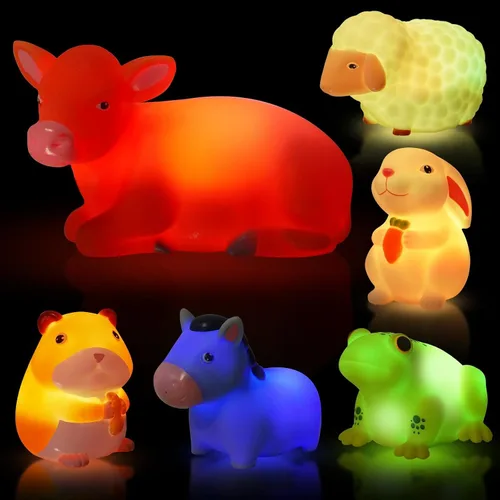 Miniatura 9 de Juguetes de Baño para Niños Pequeños de 1-3 años: Set de 6 Piezas de Juguetes de Baño de Perro Iluminados, Juguetes de Baño para Bebés, Juguetes