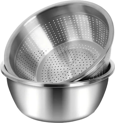 Miniatura 8 de meleg otthon Cuenco de acero inoxidable, ensaladera de 3 cuartos de galón, cuencos de metal, lavabo de acero inoxidable, borde más profundo 9.5