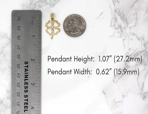 Miniatura 3 de CaliRoseJewelry - Colgante irlandés de trébol de cuatro hojas de 14 k