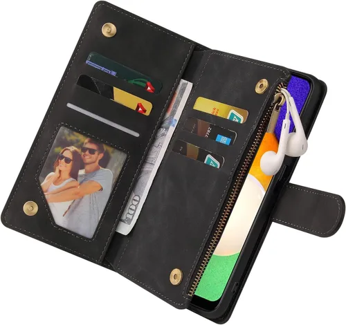 Miniatura 4 de Asuwish Funda compatible con Samsung Galaxy A03s, protector de pantalla de vidrio templado y funda de cuero con tapa para tarjetero, accesorios