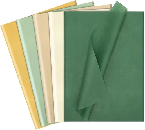 Miniatura 10 de woric 120 hojas de papel de seda verde para bolsas de regalo, papel de seda multicolor grueso de 17 GSM, a granel para envolver regalos, graduación
