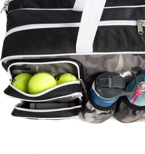 Miniatura 8 de K-Cliffs Bolsa de raqueta de tenis Nylon balístico de lujo Compartimento para zapatos Camuflaje