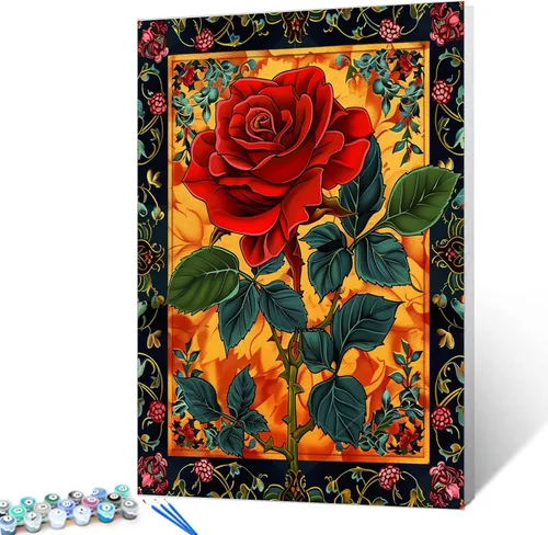 Miniatura 14 de Tucocoo Pinturas acrílicas para decoración de habitaciones, un ramo de flores, pintura por número para adultos, principiantes, estudiantes, amigos