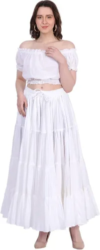 Miniatura 8 de Wevez Falda gitana 25 yardas color liso de algodón para mujer