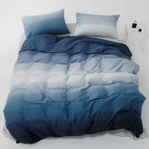 Miniatura 7 de BlueBlue Juego de funda de edredón azul para niños, tamaño individual, 100% algodón, para niños, niñas, adolescentes, color azul oscuro a blanco