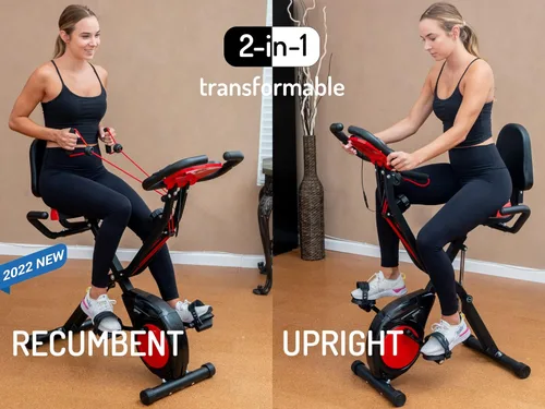 Miniatura 8 de YYFITT Bicicleta estática 3 en 1 con pantalla luminosa de dígitos Bicicletas estacionarias plegables para personas mayores en casa Bicicleta