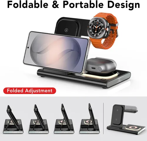 Miniatura 4 de Wireless Charger for Samsung Charger (Foldable & Nightlight),3 in 1 Charging Station for Samsung S26 Ultra/S25/S24/S23/S22/Note20 Z Fold Flip7