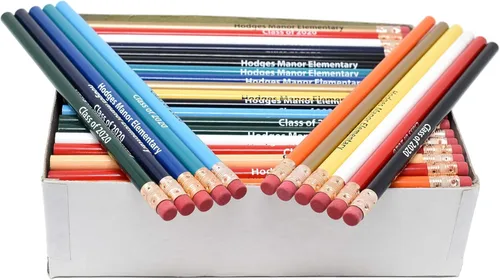Miniatura 2 de Lápices personalizados con impresión promocional de Pencil Guy, redondos, 144 por caja. ¡19 colores para elegir! Blanco