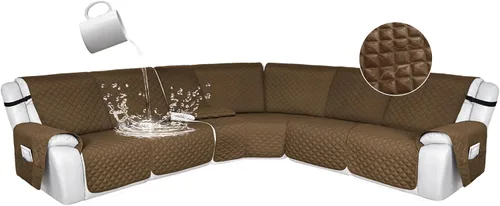 Miniatura 62 de HDCAXKJ Fundas de sofá seccional reclinable 100% impermeable, forma de L, funda de sofá reclinable lavable acolchada suave para mascotas, perro