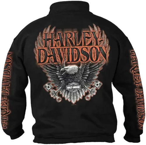 Miniatura 2 de Harley-Davidson Eagle Piston - Sudadera con cremallera de 14 para hombre, color negro
