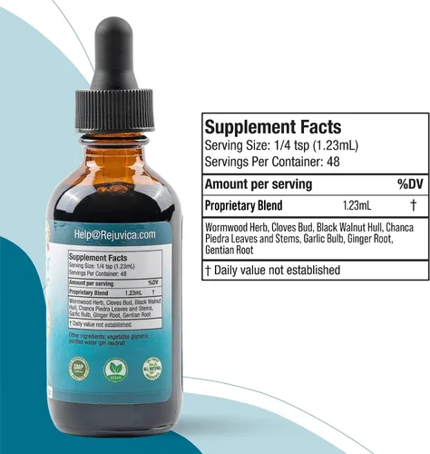 Miniatura 7 de IntestiClear - Suplemento avanzado de apoyo intestinal - Entrega de líquidos para una mejor absorción - Ajenjo, clavo, nogal negro, ajo y más