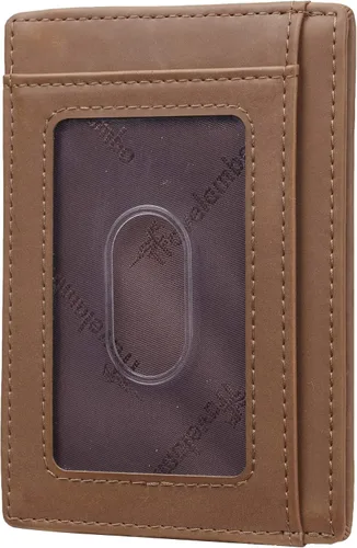 Miniatura 3 de Travelambo - Cartera de piel minimalista con bolsillo frontal, tamaño mediano, cartela delgada, RFID