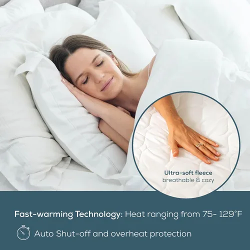 Miniatura 4 de Beurer UWB55 - Cubrecolchón térmico con 8 ajustes de temperatura y forro polar ultrasuave, 59 x 31.5 pulgadas, calentador de cama eléctrico