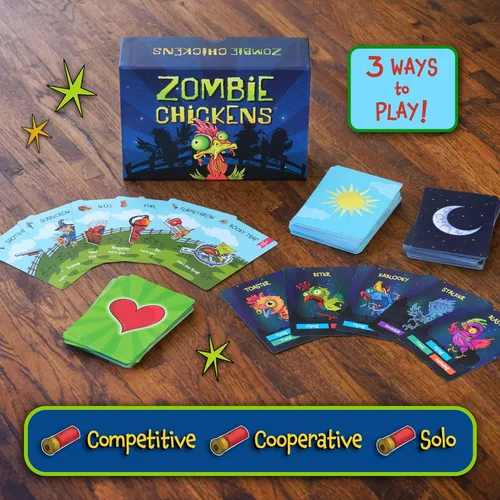 Miniatura 2 de Zombie Chickens - Divertidos juegos de cartas familiares para adultos, adolescentes y niños - Juego de zombis de supervivencia, 3 formas de jugar