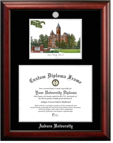 Campus Images NCAA Auburn Tigers - Marco de medallón plateado unisex de la Universidad Auburn de 17 pulgadas de ancho x 13 pulgadas de alto,
