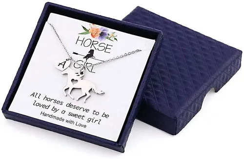 Miniatura 6 de Valentines Day Gifts for Her Girls Horse Gifts for Girls Stainless Steel Horse Necklace Dainty Heart 26 Initial Necklace Valentines Necklace