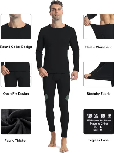 Miniatura 4 de Runhit Mens Thermal Underwear SetFleece Lined Long Johns for Men Thermal Shirts and Pants Base Layer Cold Weather Thermals