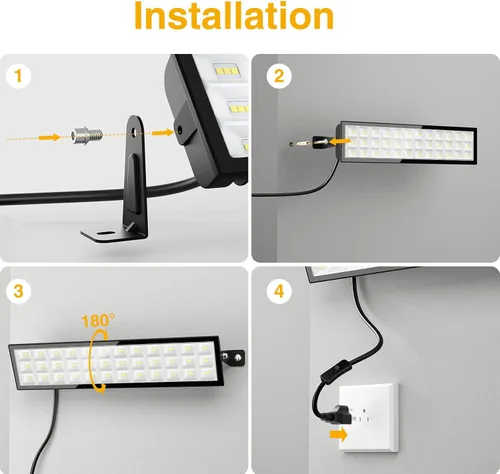 Miniatura 4 de Onforu Paquete de 1 luces LED para tienda, 100 W, 14000 lm, luces de trabajo LED ultra brillantes, luz de garaje blanca de 6500 K, iluminación