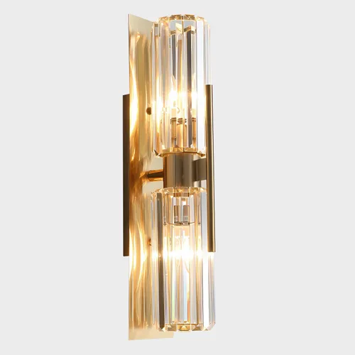 Miniatura 7 de Moderno aplique de pared de cristal de lujo con 2 luces doradas de latón de mediados de siglo, elegante lámpara de pared para dormitorio, pasillo