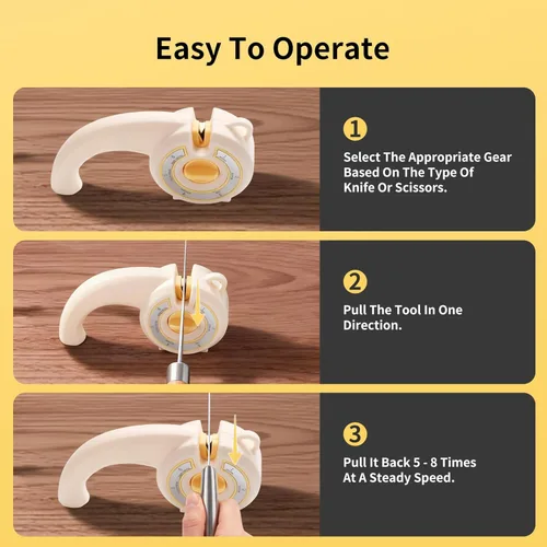 Miniatura 5 de Afilador de cuchillos 6 en 1 con perilla giratoria, afilador multiusos para cuchillos de cocina, tijeras y cuchillos de pan, base antideslizante