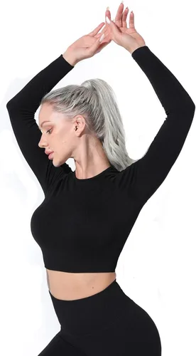 Miniatura 4 de Conjuntos de entrenamiento para mujer, 2 piezas, manga larga, sin costuras, ropa de gimnasio