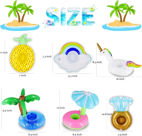 Miniatura 2 de Zcaukya Paquete de 12 soportes inflables flotantes para beber, flotadores de bebidas inflables para fiestas en la piscina