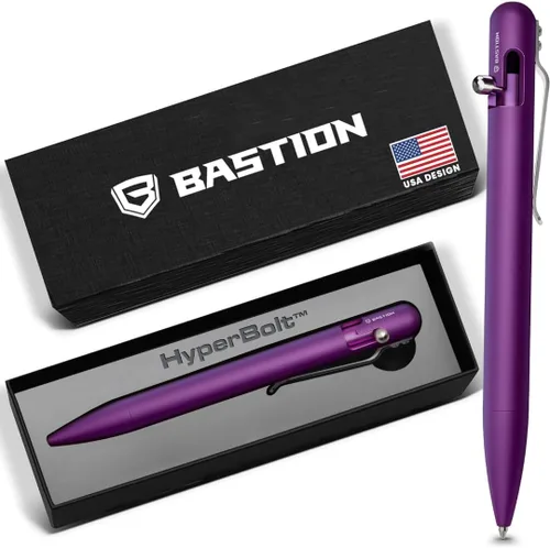 Miniatura 7 de BASTION Bolt Action Pen - Bolígrafo HyperBolt EDC de aluminio negro, bolígrafo de escritura de metal premium, tinta suave, bolígrafo de bolsillo