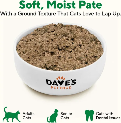 Miniatura 8 de Dave's Pet Food Alimento húmedo sin granos para gatos (95% paté de hígado de pollo y pollo), hecho en Canadá, alimento enlatado naturalmente