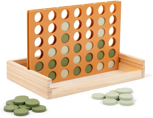 Juego de mesa Neutral de madera Cuatro en fila, juego de mesa Montessori de viaje para dos jugadores estético para niños y adultos, perfecto como