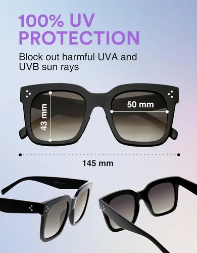Miniatura 9 de zeroUV - Gafas de sol cuadradas retro de moda de gran tamaño para mujer estilo vintage 1.969 pulgadas