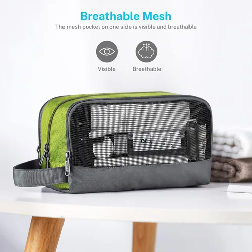 Miniatura 3 de Gonex Neceser de viaje de nailon, bolsa de afeitado, organizador de artículos de tocador, Verde