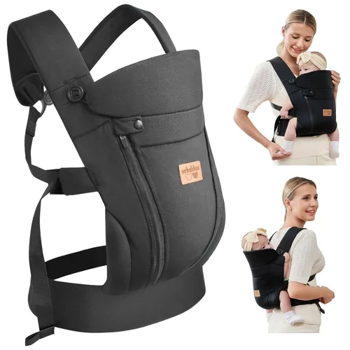 Portabebés ergonómico para recién nacidos, con manos libres, transpirable, perfecto para bebés y bebés, regalo de ducha (negro)