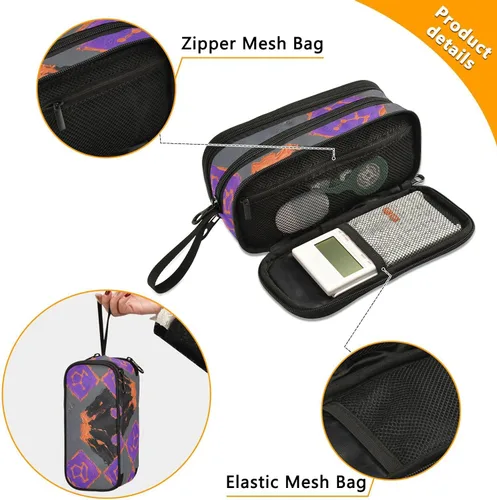 Miniatura 2 de Bolsas de lápices de nylon para niñas Géminis púrpura naranja negro gran capacidad estuche de lápices escuela papelería para mujer primaria estuche
