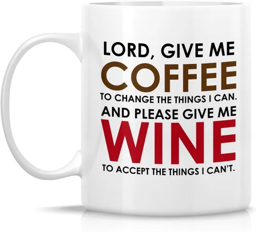 Miniatura 2 de Retreez Taza divertida – Lord, Give Me Coffee and Please Give Me Wine - Tazas de café de cerámica de 11 onzas – Divertido, sarcasmo, sarcástico