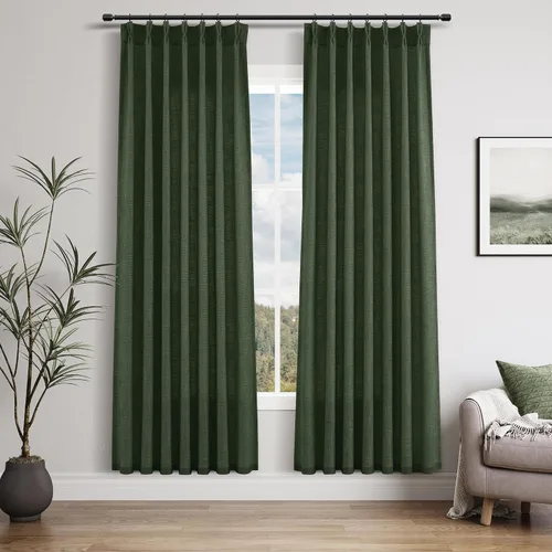 Miniatura 28 de Juego de 2 paneles de cortinas de ventana de cocina beige de 24 pulgadas de largo, con textura de lino, plisadas, filtrantes de luz, semi pequeñas