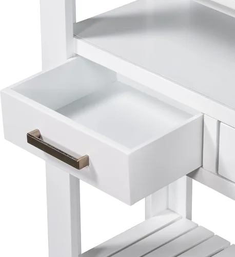 Miniatura 9 de Mesa consola multifunción vintage, mesa de sofá moderna de 62.2 pulgadas con 4 cajones y 2 estantes de almacenamiento, aparador de madera para Blanco