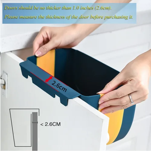 Miniatura 5 de Mini cubo de basura plegable colgante para puerta de armario de cocina, pequeño cubo de basura plegable debajo del fregadero, cubo de basura