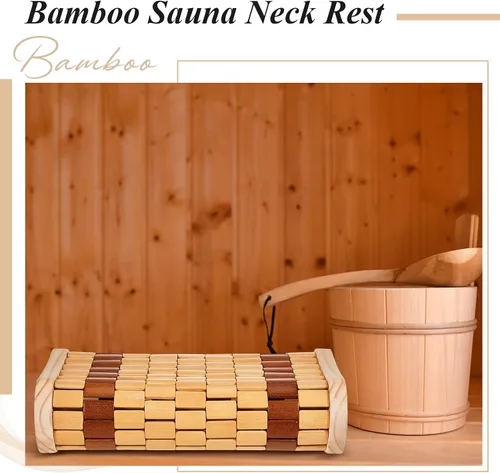 Miniatura 4 de Soaoo 2 almohadas de sauna de bambú para el cuello, almohada de respaldo de sauna, almohada cervical de madera, accesorios de sauna, reposacabezas