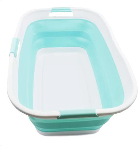 SAMMART Cesta de plástico plegable para ropa sucia de 44 litros – Contenedor/organizador plegable – Tina de lavado portátil – Cesta de ahorro de