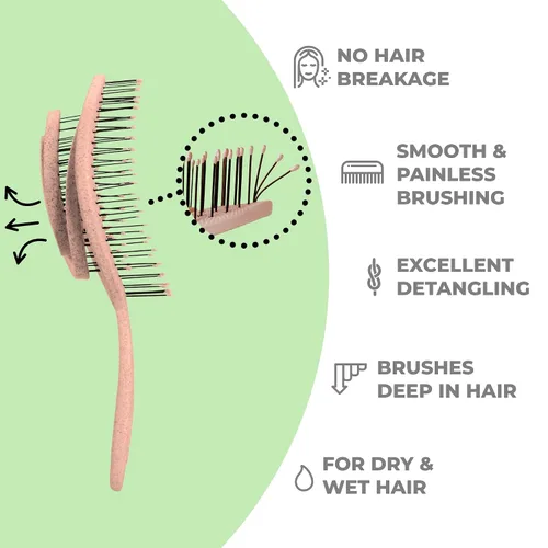 Miniatura 2 de Ninabella Cepillo de desenredar para mujeres y hombres - No tira - Cepillos alisadores para cabello liso y rizado - Cepillo de pelo espiral único