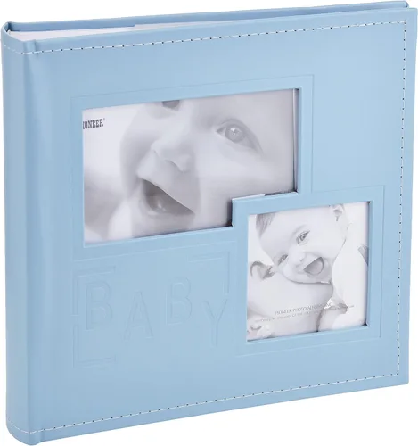 Miniatura 3 de Pioneer álbum para 200 fotos con cubierta de piel sintética con la palabra «Baby» en relieve con marco para fotos de 4 x 6 pulgadas, color azul
